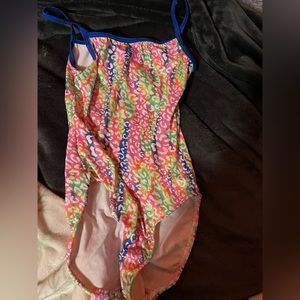 colorful leopard thin strap gymnastics leotard